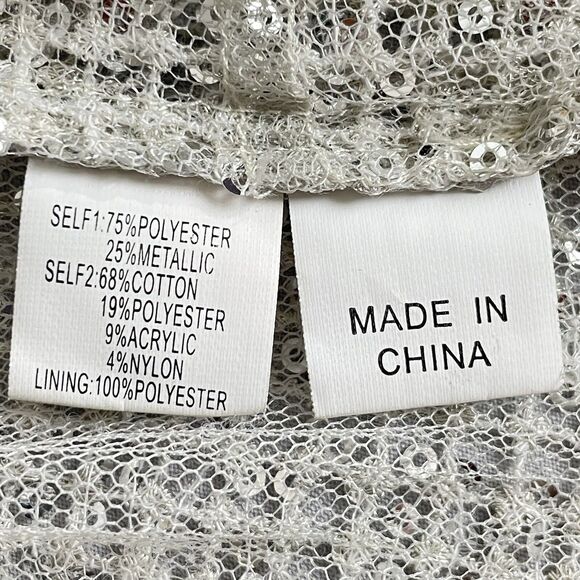 Kay Unger Sequin Sheath Dress Suit Women's 14 White Silver Formal Career Retro - Picture 8 of 16